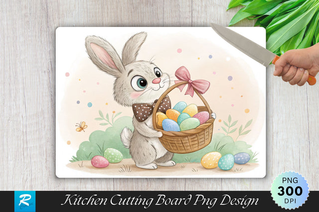 Easter Bunny with Chocolate Eggs Sublimation Cutting Board Design Sublimation Regulrcrative 