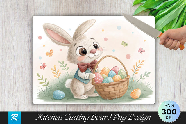 Easter Bunny with Chocolate Eggs Sublimation Cutting Board Design Sublimation Regulrcrative 