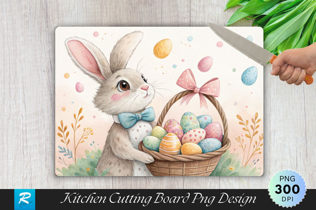 Easter Bunny with Chocolate Eggs Sublimation Cutting Board Design Sublimation Regulrcrative 