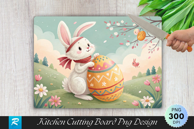 Easter Bunny with Egg Seat Cutting Board PNG Design Sublimation Regulrcrative 