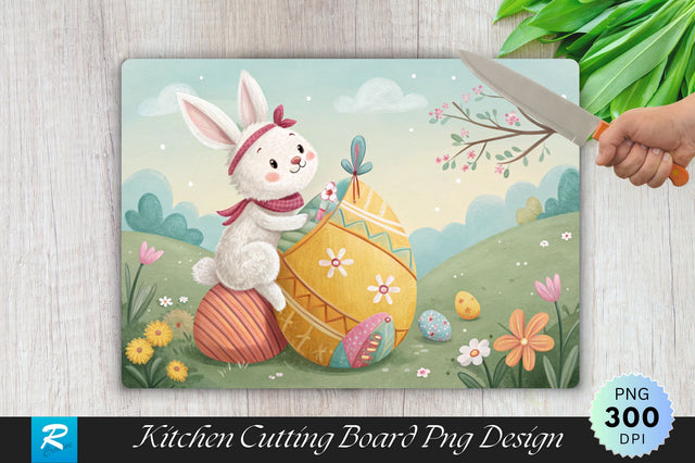 Easter Bunny with Egg Seat Cutting Board PNG Design Sublimation Regulrcrative 