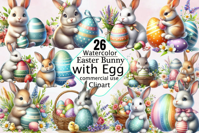 Easter Bunny with Egg Sublimation Clipart Bundle Sublimation SVGArt 