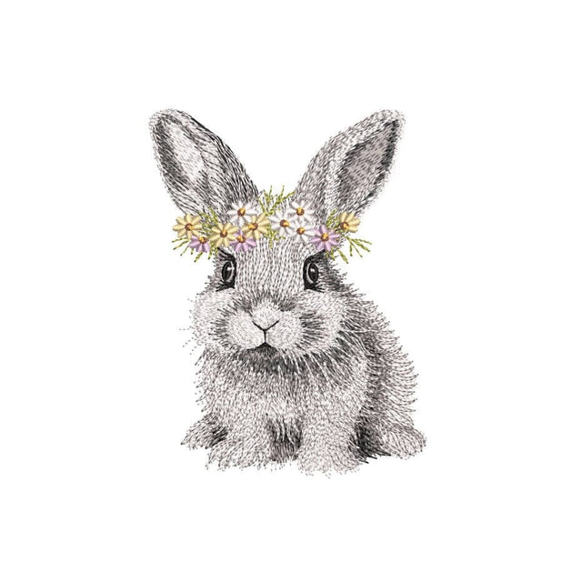 Easter Bunny with flower wreath Embroidery Design, 3 sizes, Instant Download Embroidery/Applique DESIGNS Nino Nadaraia 