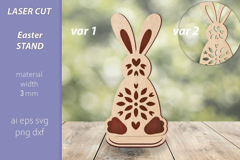 Easter bunny with flowers stand laser cut, Spring Decoration SVG AnastasiyaArtDesign 