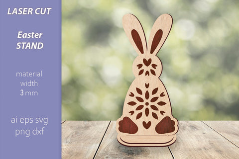 Easter bunny with flowers stand laser cut, Spring Decoration SVG AnastasiyaArtDesign 