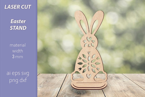 Easter bunny with flowers stand laser cut, Spring Decoration SVG AnastasiyaArtDesign 