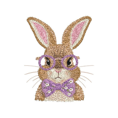 Easter Bunny with Glasses and Bow Embroidery Design, 3 sizes, Instant Download Embroidery/Applique DESIGNS Nino Nadaraia 