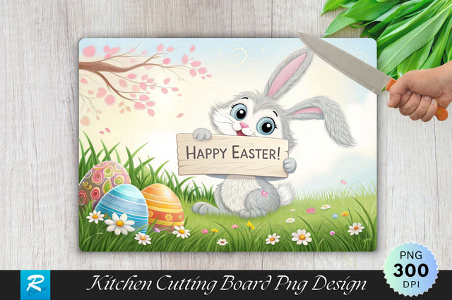 Easter Bunny with 'Happy Easter!' Cutting Board Sublimation Sublimation Regulrcrative 