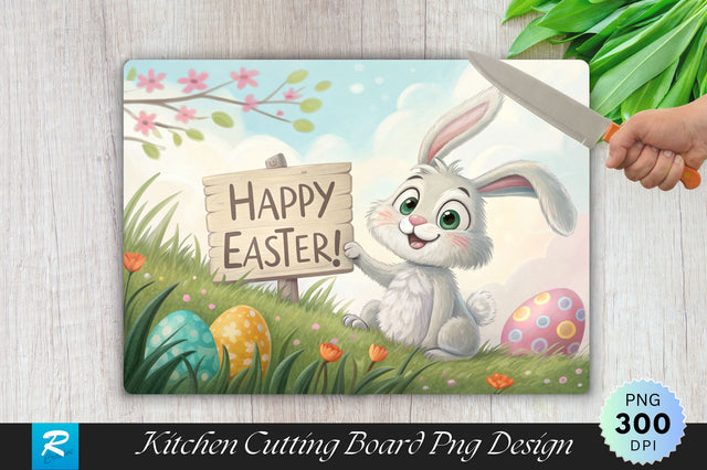Easter Bunny with 'Happy Easter!' Cutting Board Sublimation Sublimation Regulrcrative 