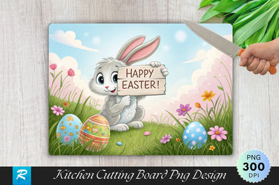 Easter Bunny with 'Happy Easter!' Cutting Board Sublimation Sublimation Regulrcrative 