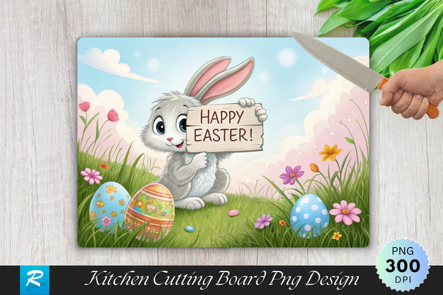 Easter Bunny with 'Happy Easter!' Cutting Board Sublimation Sublimation Regulrcrative 