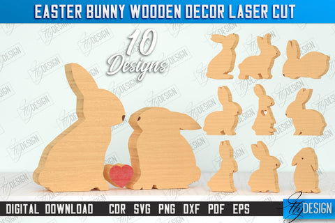 Easter Bunny Wooden Decor Bundle | Easter Wooden Sign | Easter Stand | Home Décor | CNC Files SVG Fly Design 
