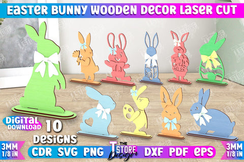 Easter Bunny Wooden Decor Bundle | Easter Wooden Sign | Easter Stand | Home Décor | CNC Files SVG The T Store Design 