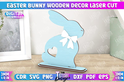 Easter Bunny Wooden Decor | Easter Wooden Sign | Easter Stand | Home Décor | CNC File SVG The T Store Design 