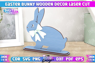 Easter Bunny Wooden Decor | Easter Wooden Sign | Easter Stand | Home Décor | CNC File SVG The T Store Design 