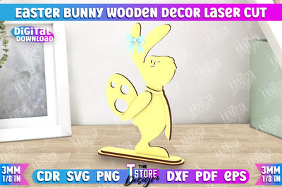 Easter Bunny Wooden Decor | Easter Wooden Sign | Easter Stand | Home Décor | CNC File SVG The T Store Design 
