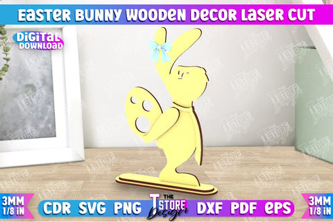 Easter Bunny Wooden Decor | Easter Wooden Sign | Easter Stand | Home Décor | CNC File SVG The T Store Design 