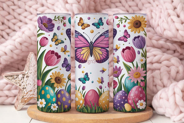 Easter Butterfly Floral 20oz Tumbler Sublimation DesignSVG 