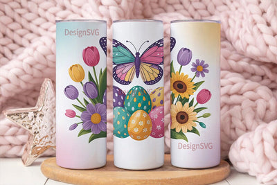 Easter Butterfly Floral 20oz Tumbler Sublimation DesignSVG 