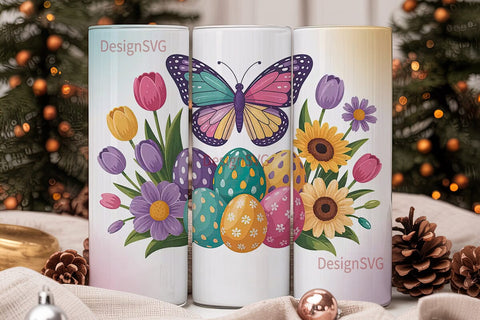 Easter Butterfly Floral 20oz Tumbler Sublimation DesignSVG 