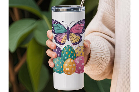 Easter Butterfly Floral 20oz Tumbler Sublimation DesignSVG 