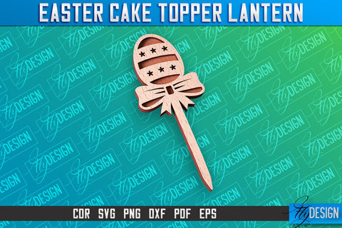 Easter Cake Topper Laser Cut | Happy Easter Design | CNC File SVG Fly Design 
