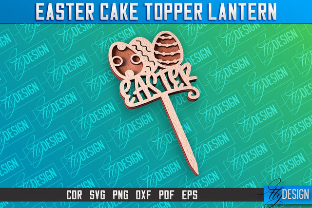 Easter Cake Topper Laser Cut | Happy Easter Design | CNC File SVG Fly Design 