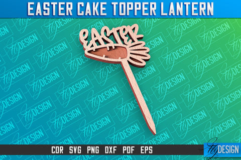 Easter Cake Topper Laser Cut | Happy Easter Design | CNC File SVG Fly Design 