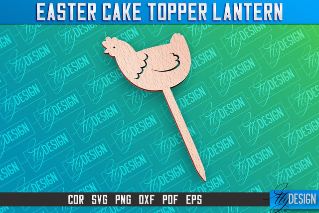 Easter Cake Topper Laser Cut | Happy Easter Design | CNC File SVG Fly Design 