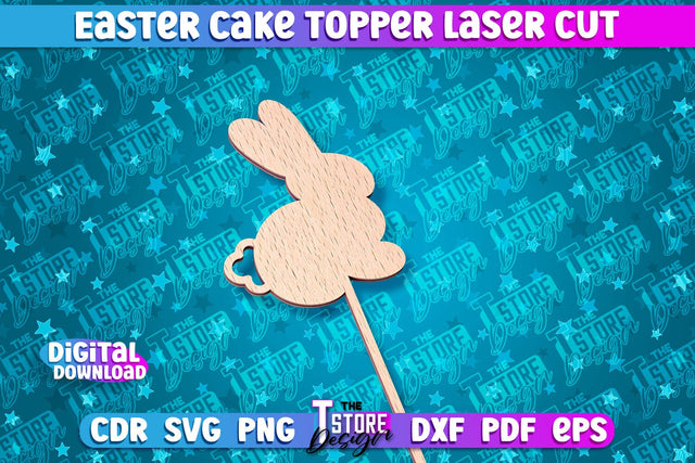 Easter Cake Topper Laser Cut | Happy Easter Design | CNC File SVG The T Store Design 