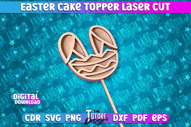 Easter Cake Topper Laser Cut | Happy Easter Design | CNC File SVG The T Store Design 