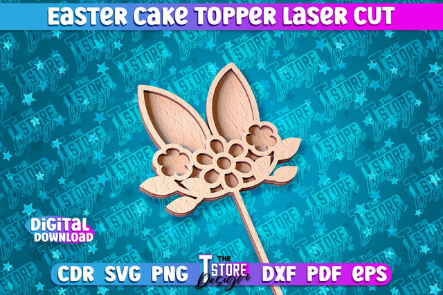 Easter Cake Topper Laser Cut | Happy Easter Design | CNC File SVG The T Store Design 