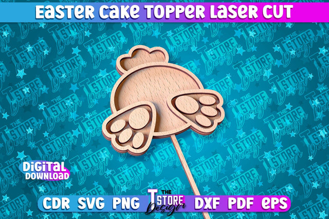 Easter Cake Topper Laser Cut | Happy Easter Design | CNC File SVG The T Store Design 