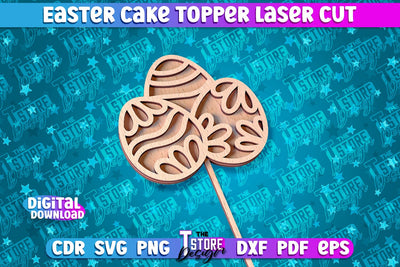 Easter Cake Topper Laser Cut | Happy Easter Design | CNC File SVG The T Store Design 