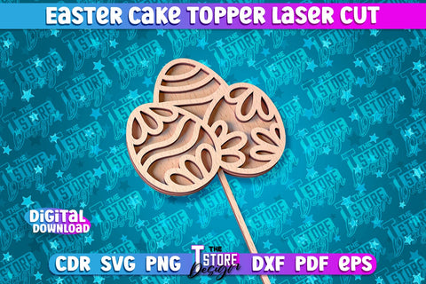 Easter Cake Topper Laser Cut | Happy Easter Design | CNC File SVG The T Store Design 