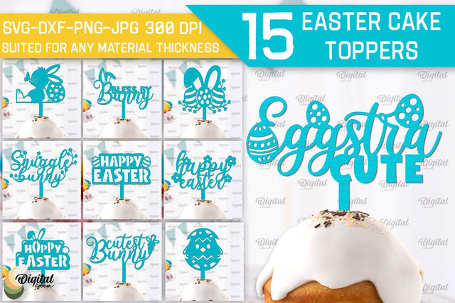 Easter Cake Topper SVG Bundle. Cupcake Topper Laser Cut SVG Evgenyia Guschina 