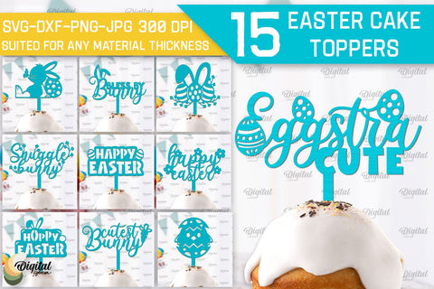 Easter Cake Topper SVG Bundle. Cupcake Topper Laser Cut SVG Evgenyia Guschina 