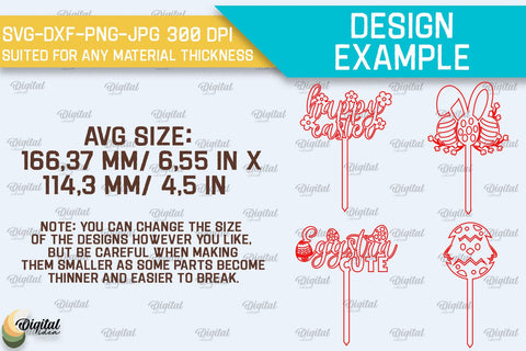Easter Cake Topper SVG Bundle. Cupcake Topper Laser Cut SVG Evgenyia Guschina 