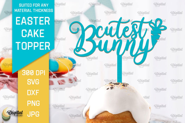 Easter Cake Topper SVG. Cupcake Topper Laser Cut SVG Evgenyia Guschina 