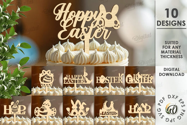 Easter Cake Toppers Laser Cut Bundle. Easter Decor SVG SVG Evgenyia Guschina 