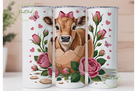 Easter Calf 20oz Tumbler Wrap Sublimation PixelChick 