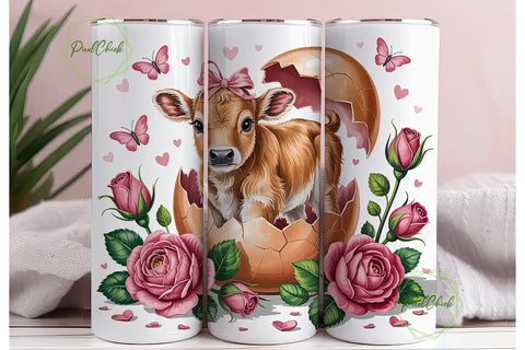 Easter Calf 20oz Tumbler Wrap Sublimation PixelChick 