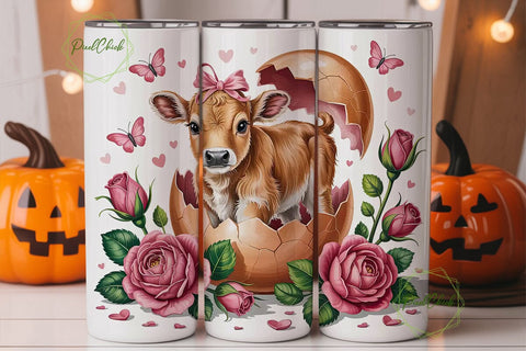 Easter Calf 20oz Tumbler Wrap Sublimation PixelChick 