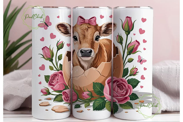 Easter Calf 20oz Tumbler Wrap Sublimation PixelChick 