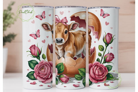 Easter Calf 20oz Tumbler Wrap Sublimation PixelChick 