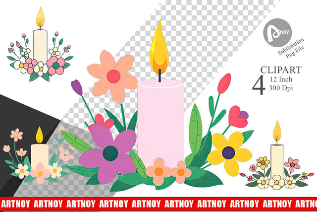 Easter Candle Clipart Sublimation artnoy 