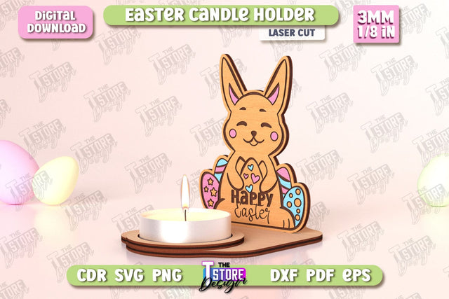 Easter Candle Holder | Candlestick | Standing Figurines | Easter Decor | CNC File SVG The T Store Design 