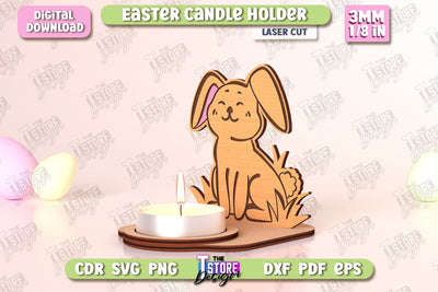 Easter Candle Holder | Candlestick | Standing Figurines | Easter Decor | CNC File SVG The T Store Design 