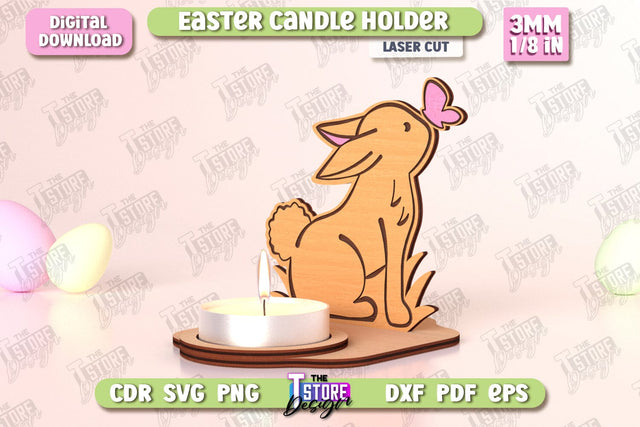 Easter Candle Holder | Candlestick | Standing Figurines | Easter Decor | CNC File SVG The T Store Design 