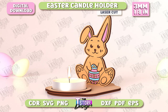 Easter Candle Holder | Candlestick | Standing Figurines | Easter Decor | CNC File SVG The T Store Design 